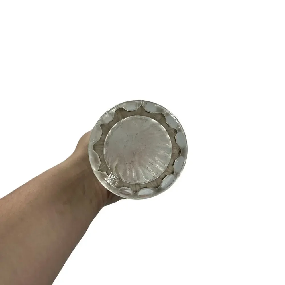 Vintage‎ Clear Glass Swung Stretch Vase Ribbed Ruffled Tear Drop Top MidCentury